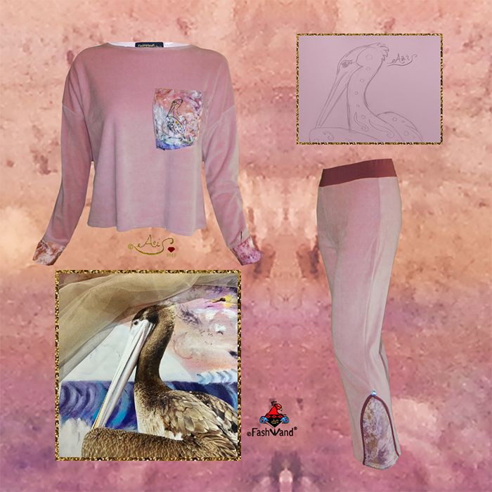 Wildlife Jewels Pink Tourmaline the Pelican Cotton Velour Lounge Pants