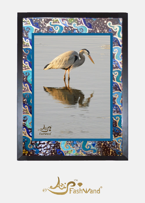 Wildlife Jewels Great Blue Heron & Silver Sea Photography + Painting Print Signed Edition