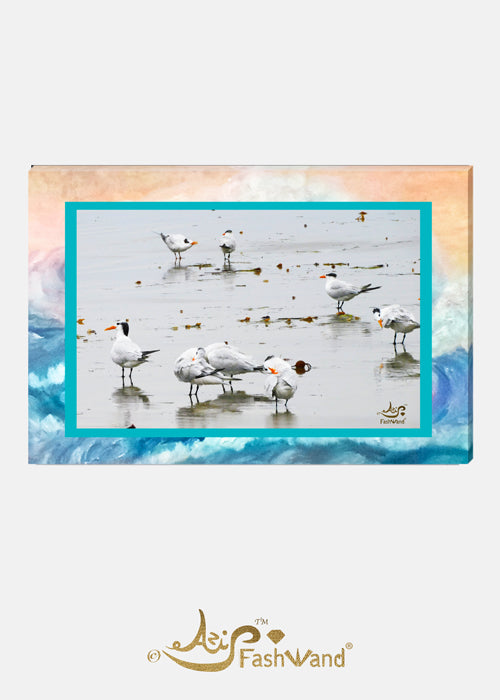 Wildlife Jewels Elegant Terns Purple Sea Photography + Painting Signed Edition