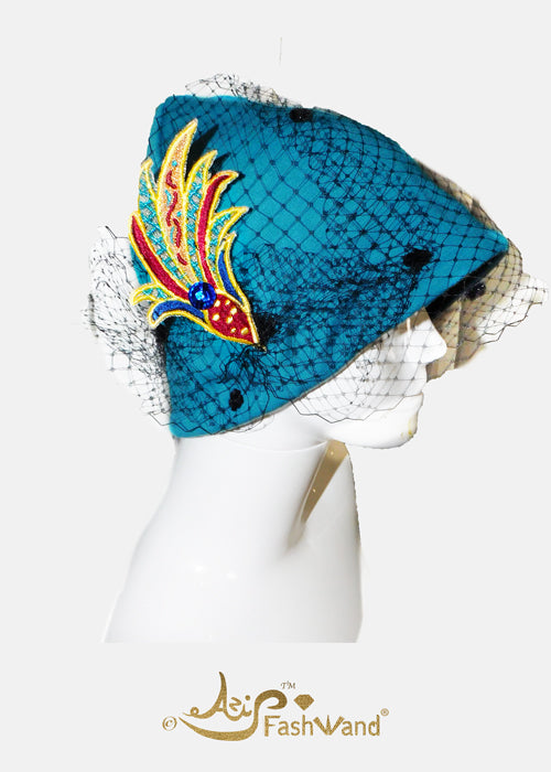 FashWand Ruby Wing Lace Appliqué Hat in Hemp & Cotton