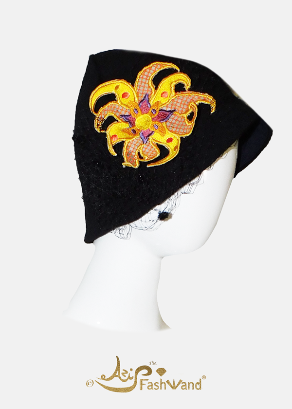 FashWand Sunflower Sea Star Lace Appliqué Hat in Hemp & Cotton