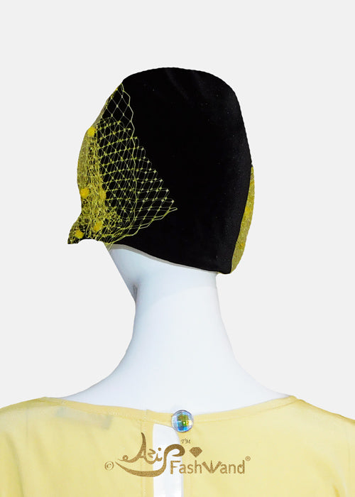 Wildlife Jewels Golden Topaz Wing Lace Appliqué Hat in Velvet