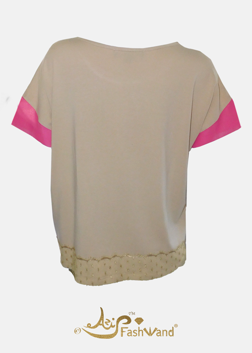 Wildlife Jewels Bamboo Pink Tourmaline The Pelican Appliqué Lacy Top