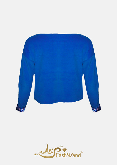 FashWand Lapis Lazuli the Elephant Bamboo Velour Pocket Sweater