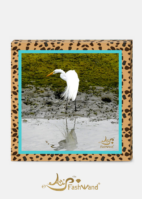 Wildlife Jewels Great Egret & Turquoise the Cheetah Photography + Painting Canvas Print