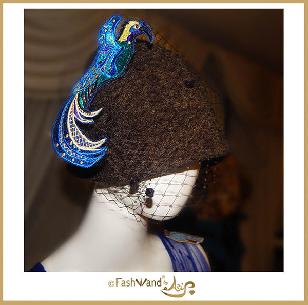 FashWand Jeweled Lace Appliqué Hat in Hemp & Bamboo Black Opal The Bird of Paradise